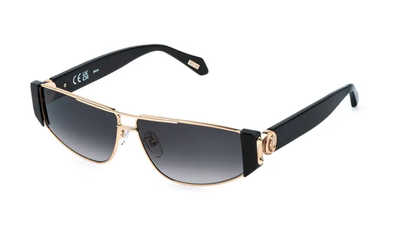 Unisex Just Cavalli SJC179 300 Occhiali da sole Metallo Oro Fumo Cat Eye Normale Sfumato