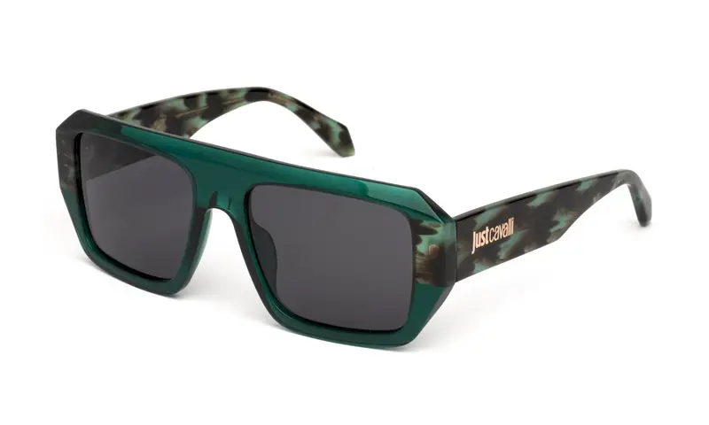 Just Cavalli Unisex SJC101V  07LG Occhiali da sole Acetato Verde Fumo Squadrata Normale