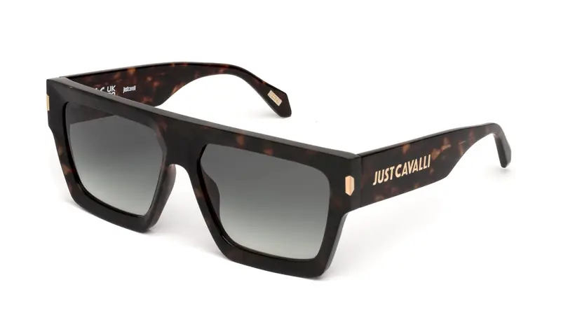 Just Cavalli Unisex SJC107  04BL Occhiali da sole Acetato Havana Verde Squadrata Normale Sfumato