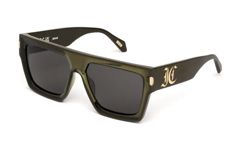 Just Cavalli Unisex SJC107V  02GN Occhiali da sole Acetato Verde Fumo Squadrata Normale
