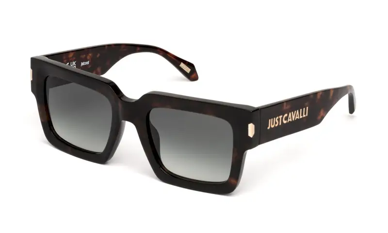 Just Cavalli Unisex SJC108  04BL Occhiali da sole Acetato Havana Verde Squadrata Normale Sfumato