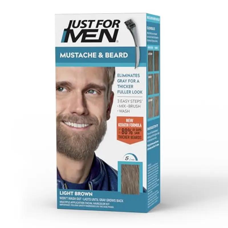 Just for Men Barba E Baffi Colore Permanente con Pennello Senza AMMONIACA Castano Chiaro M 25 2X 14 ML