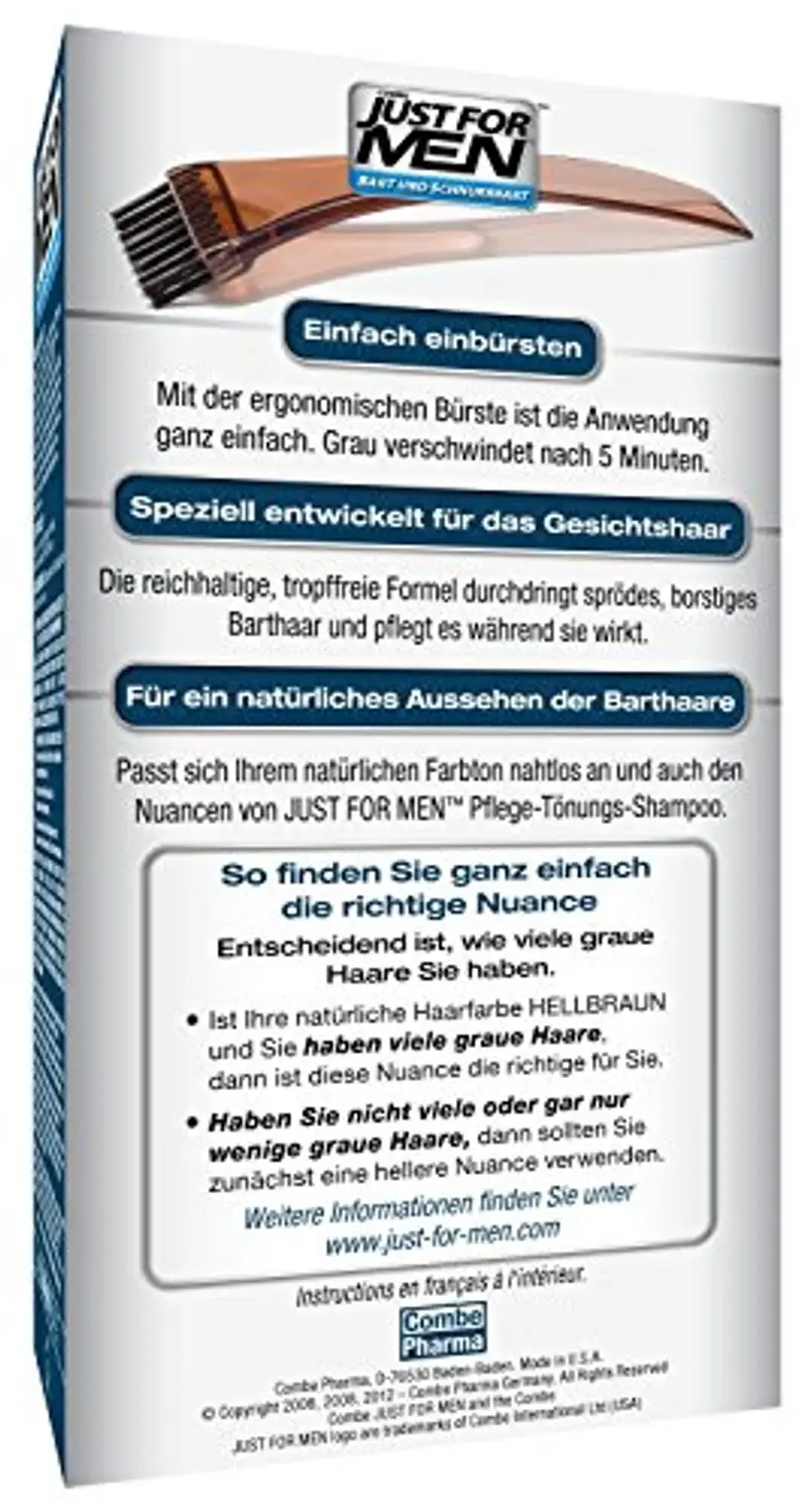 Just For Men Brush in Color Gel Formel Barba e Baffi, marrone chiaro, confezione da 3 (1 x 28 g) miniatura 3