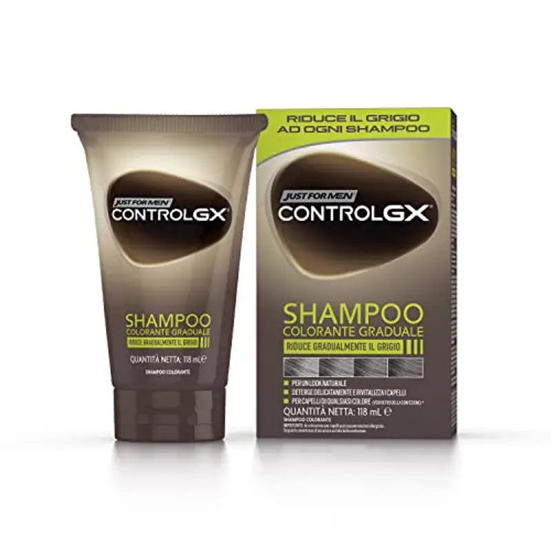 Just For Men Control GX Shampoo Colorante Uomo, Riduce Gradulmente Il Grigio, Colore E Tinta Per Capelli, Per Un Look Naturale, 118 ml