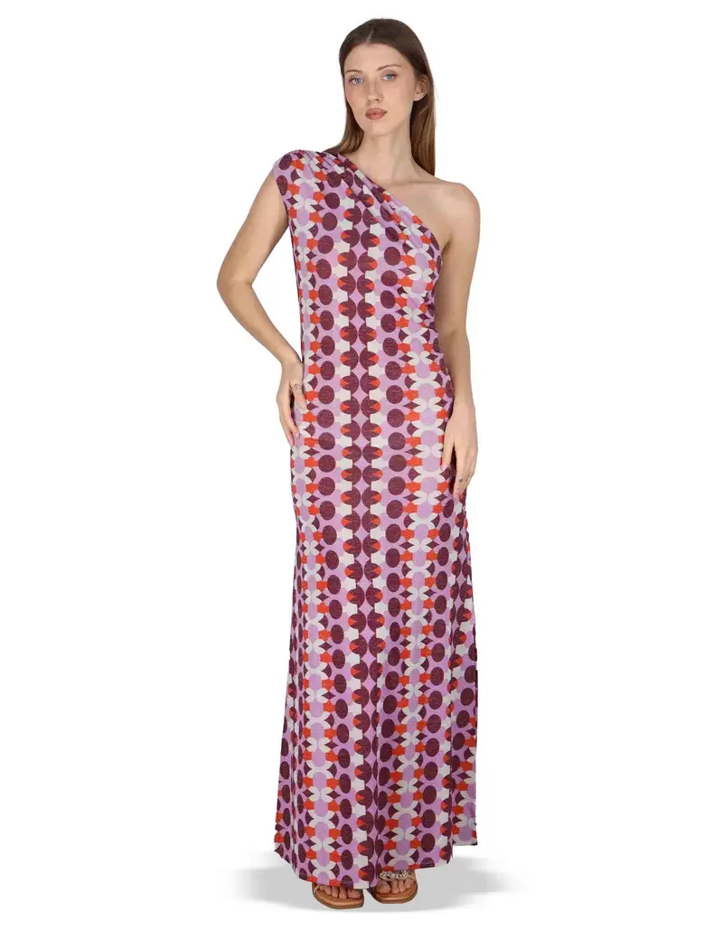 Abiti Asymmetric Draped monospalla in tessuto lilla Donna JFAAB0001-F1481-1261 4235