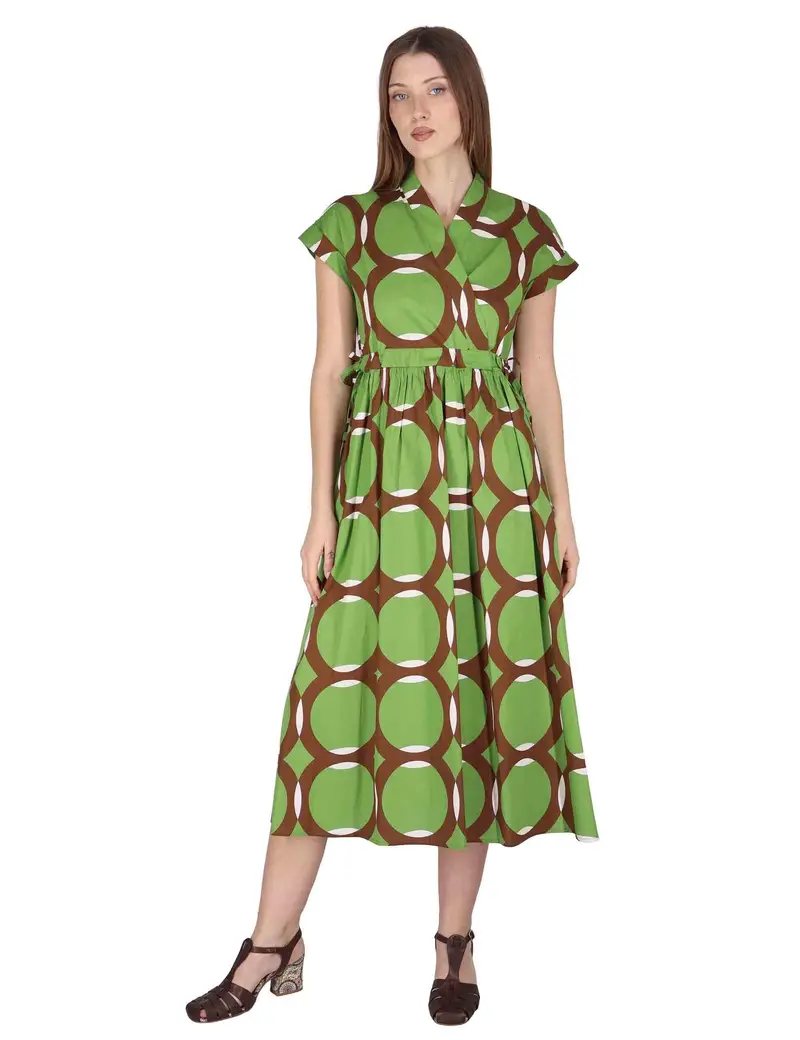Abiti Crossover Midi in cotone verde Donna JABAB0001-F1386-1243 7046