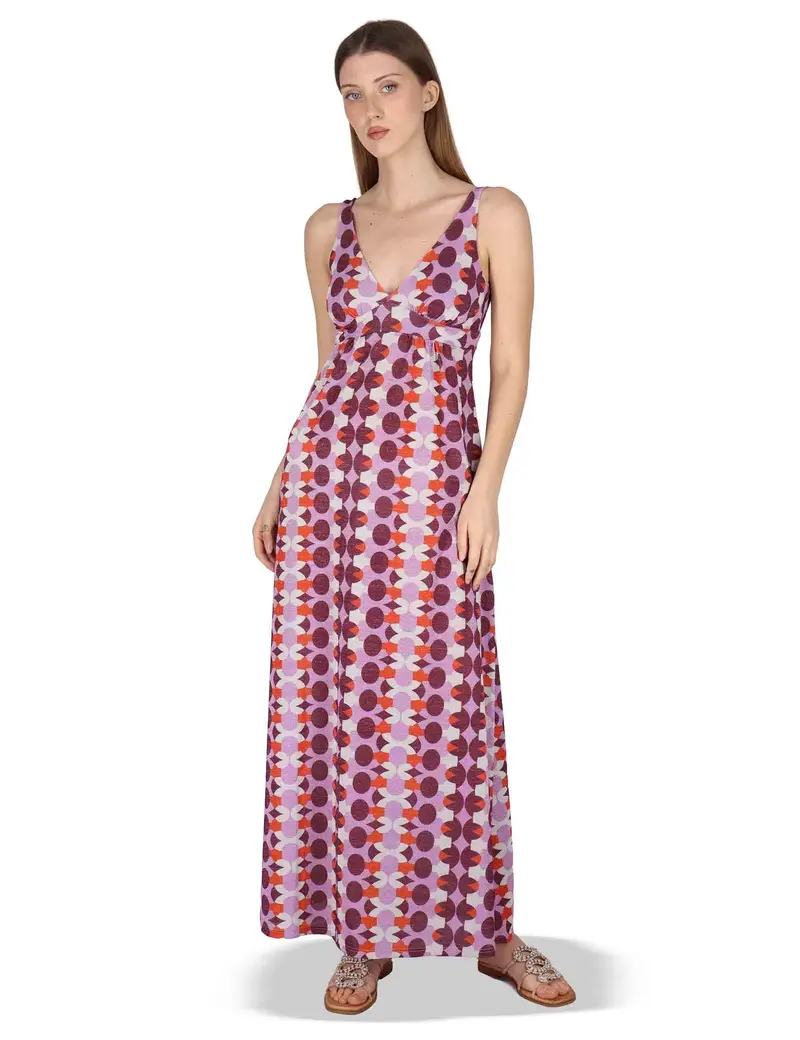 Abiti Empire Dress in jersey stampato bordeaux Donna JABAB0001-F1505-1261 4235