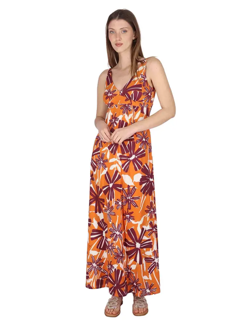 Abiti lunghi Empire in jersey arancione a fantasia Donna JFAAB0001-E2769-1244 2102