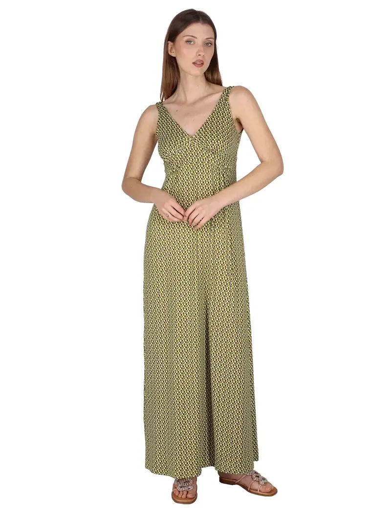 Abiti lunghi Empire in jersey verde a fantasia Donna JFAAB0001-E2769-1245 7046