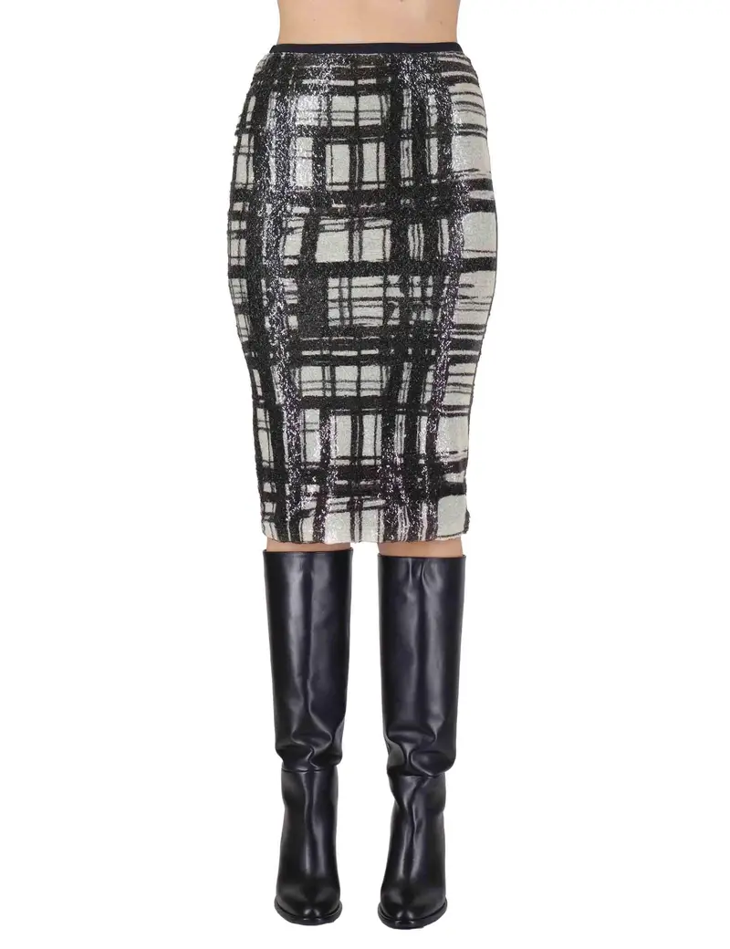 Gonne longuette effetto paillettes bianca e nera Donna OABGO0025-0516 9999