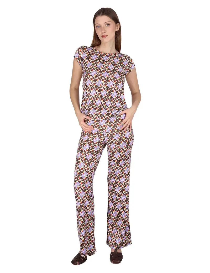 Pantaloni Fluid Pants in Jersey a fantasia off white Donna JFAPN0001-E2747-1246 85