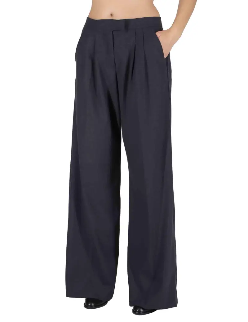 Pantaloni in viscosa naturale grigia con pinces Donna OABPN0025-0509 9210
