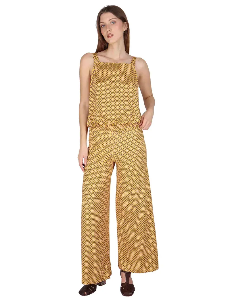 Pantaloni Palazzo Trousers in jersey giallo a fantasia Donna JFAPN0001-E2771-1267 1226