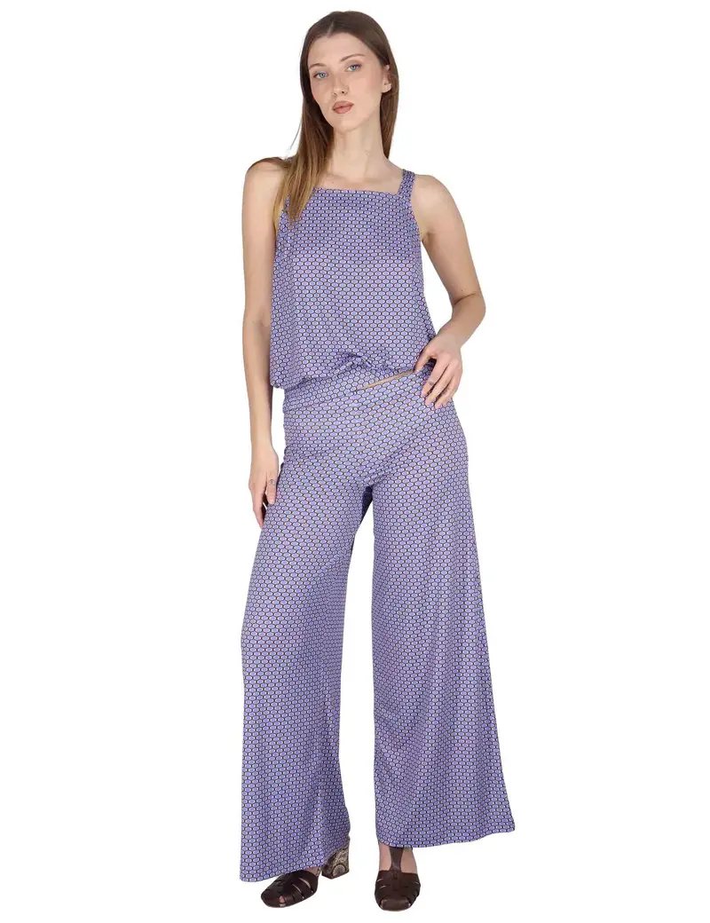 Pantaloni Palazzo Trousers in jersey lilla a fantasia Donna JFAPN0001-E2771-1267 6090