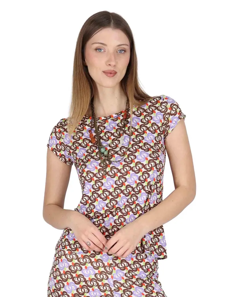 T-Shirt Basic in jersey off white a fantasia Donna JFATS0001-E2818-1246 85