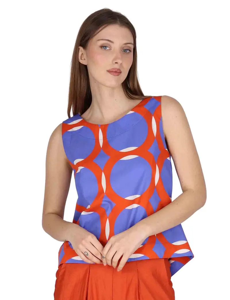 Top Tank Blouse in contone lilla con fantasie Donna JABCM0001-F1380-1243 6090