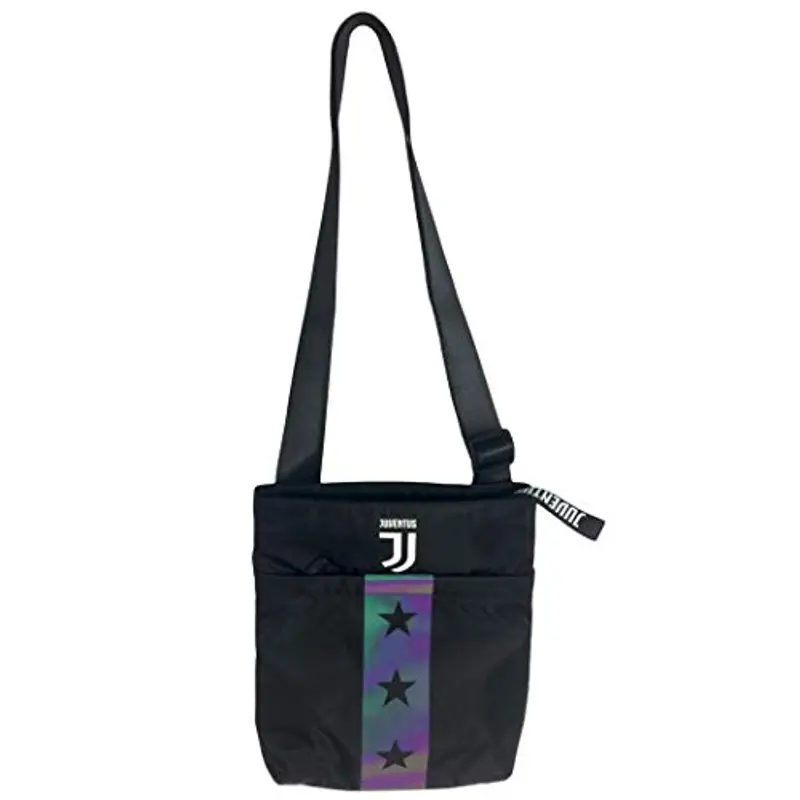 Juventus Tracolla Juventus Vertical Shoulder Bag, Nero (899), Flash Effect, Scuola Sport y Tempo Libero