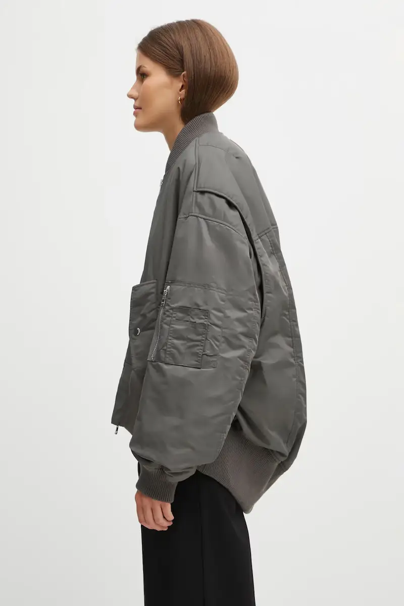 giacca bomber Oversized Curved Hem Bomber colore grigio JK0381.PG1696 miniatura 2