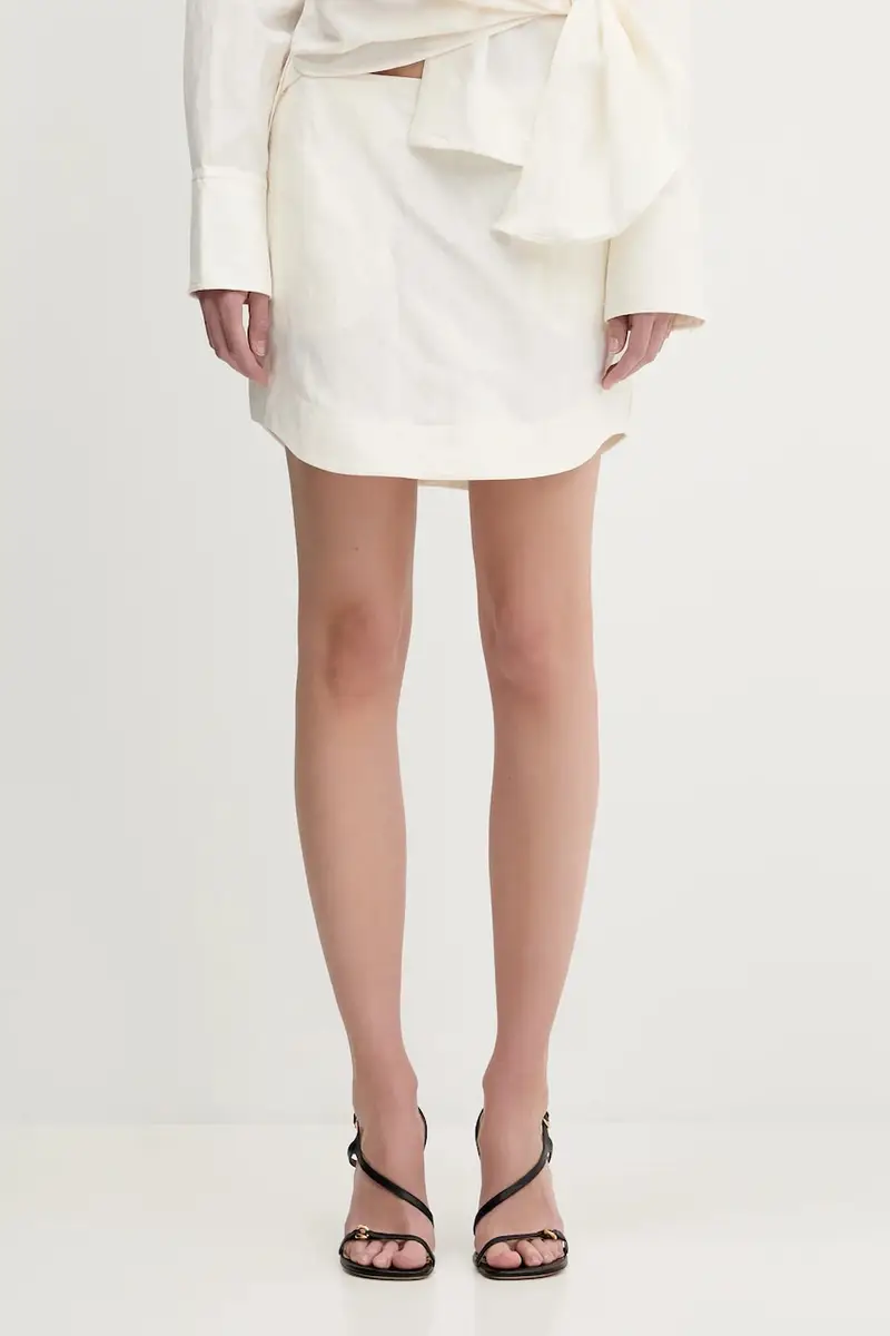 gonna con aggiunta di lino Curved Hem Mini colore beige SK0185.PG1690.002