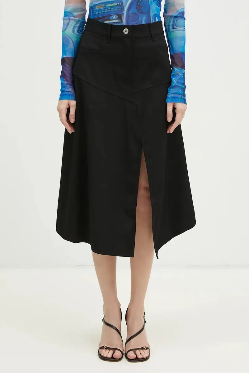 gonna in lana Patchwork A-Line Skirt colore nero SK0175.PG0011.999