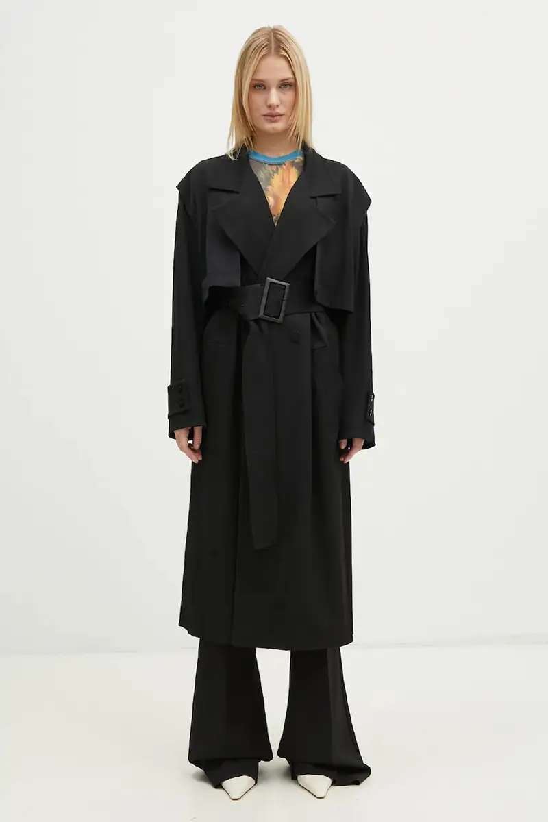 Longline Trench Coat colore nero CO0310.PG0011.999