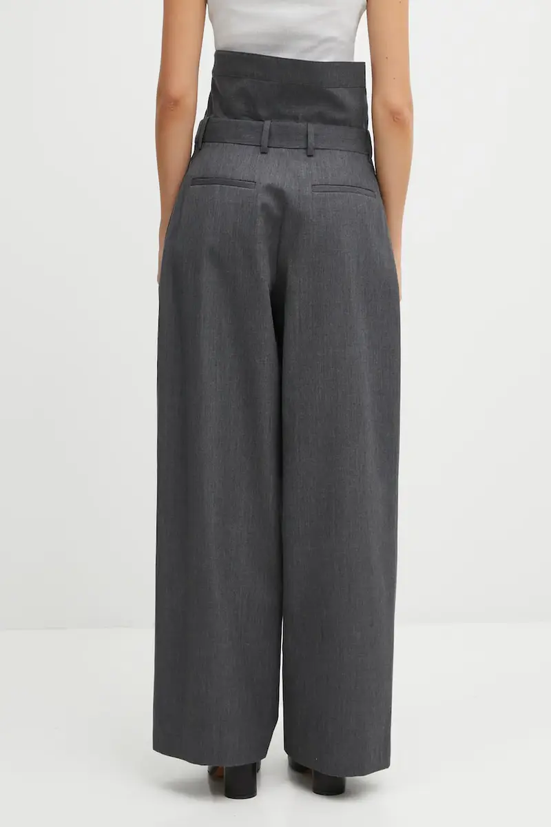 pantaloni in lana Fold Over donna colore grigio TR0414.PG1821 miniatura 3