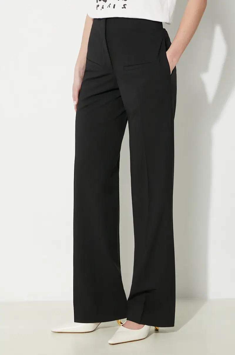 pantaloni in lana Front Pocket Straight Trousers colore nero TR0332.PG1321.999