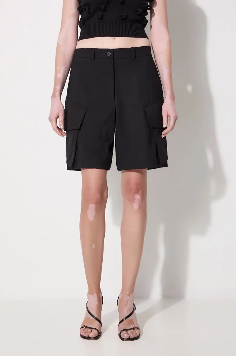 shorts in lana Cargo Tailored Shorts colore nero SR0094.PG1321.999