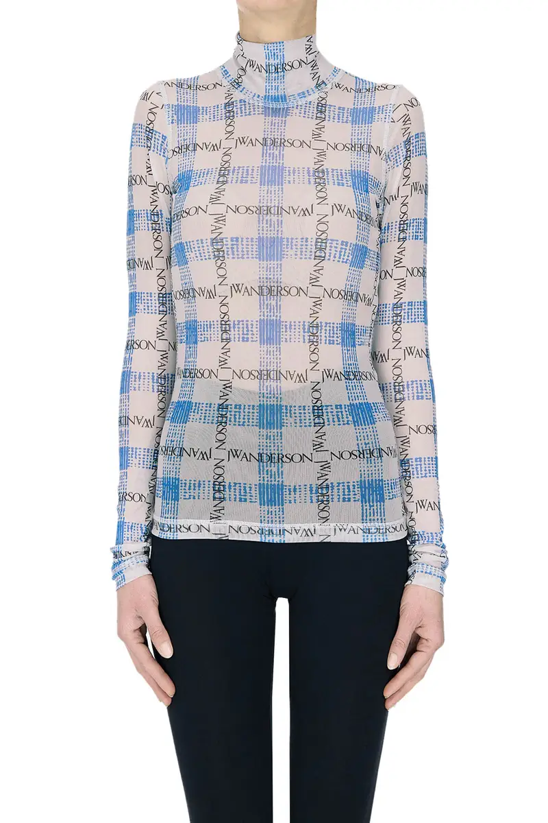 Top in tulle stampa logo