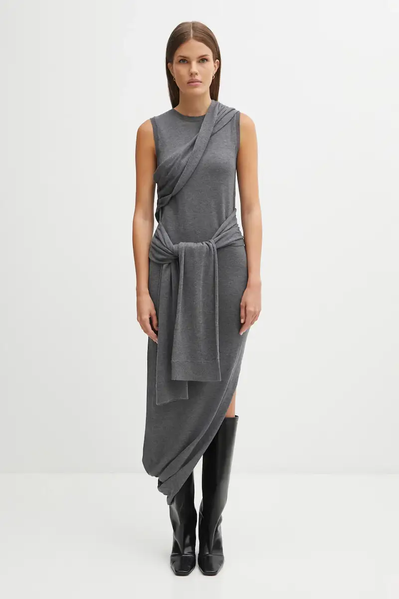 vestito con lana Tie Detail Sleeveless colore grigio KW1445.YN0320
