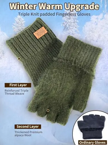 JYUYNY Guanti senza dita - Guanti Mezze Dita Invernali, Guanti Termici Caldi Guanti Senza Dita Fingerless Gloves Guanti miniatura 2