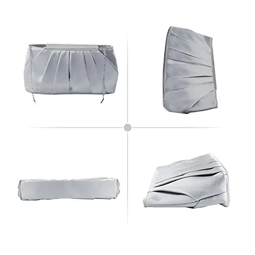 Jywmsc Sacchetti da sera per le donne in raso elegante borsa da sera a pieghe borse da sposa in argento per le donne miniatura 2