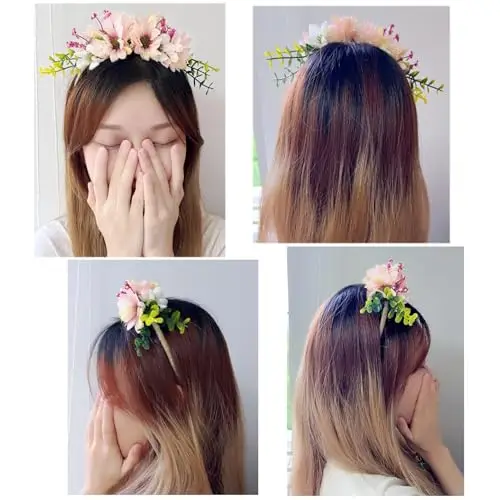 JZK Cerchietto Fascia Corona Fiori Capelli per Sposa Damigella Onore Ragazza Donna per Festa Fotografia Matrimonio miniatura 3