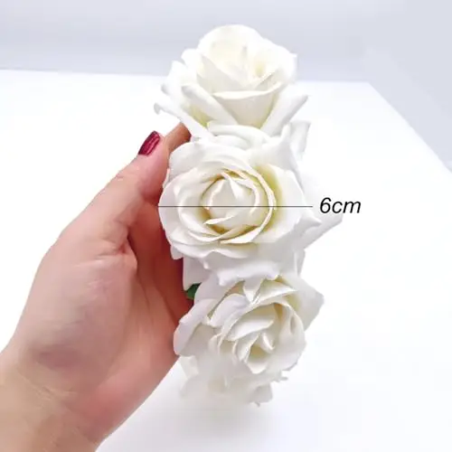 JZK Cerchietto Rose bianca Capelli Fascia Fiori per Bambina Donna per Dia De Los Muertos Halloween Matrimonio Damigella miniatura 3