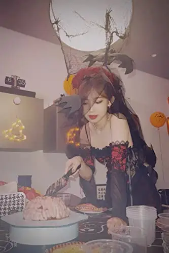 JZK Cerchietto Rose Rosse Capelli Fascia Fiori per Bambina Donna per Dia De Los Muertos Halloween Matrimonio Damigella miniatura 2