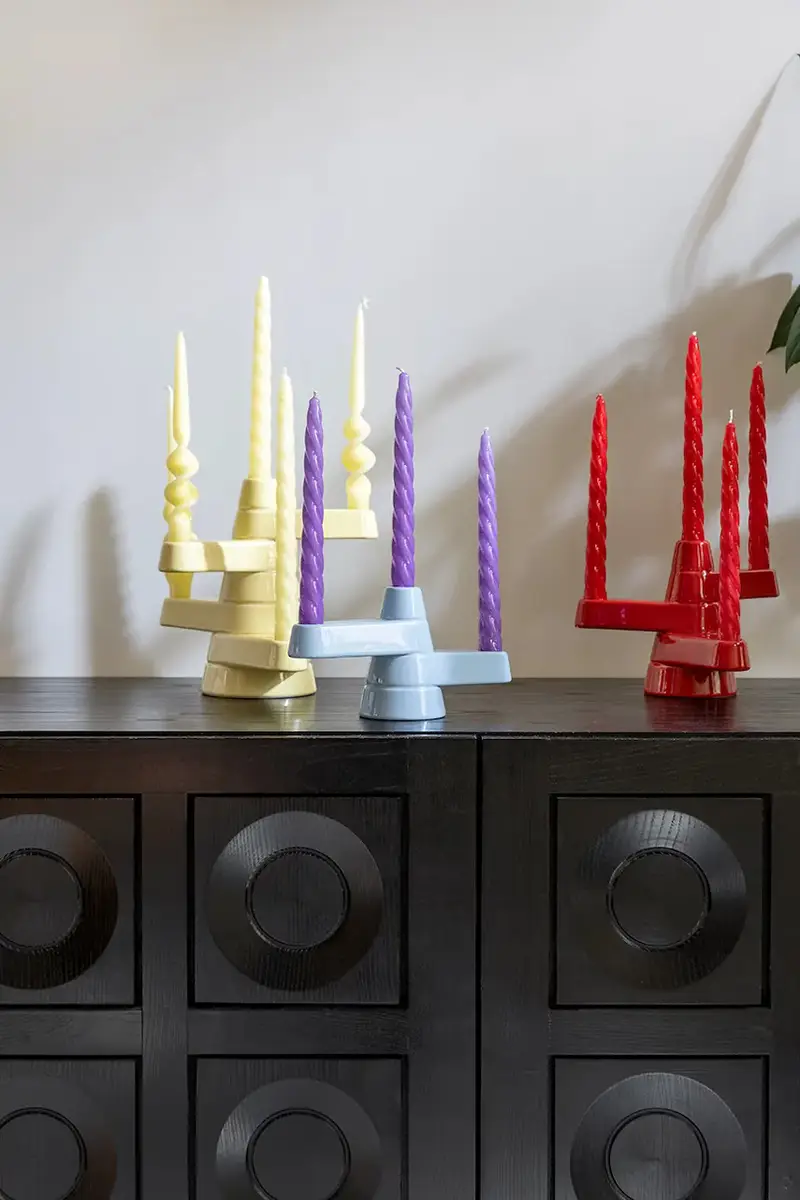 candeliere decorativo brute 25 x 8 x 12 cm colore blu miniatura 3