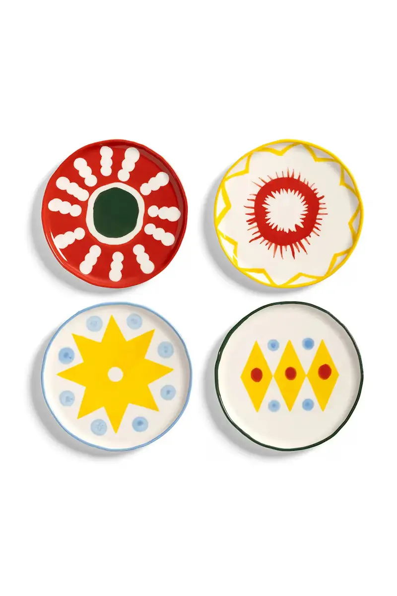 set di piatti da antipasto festivo S/13 cm pacco da 4 Multicolore