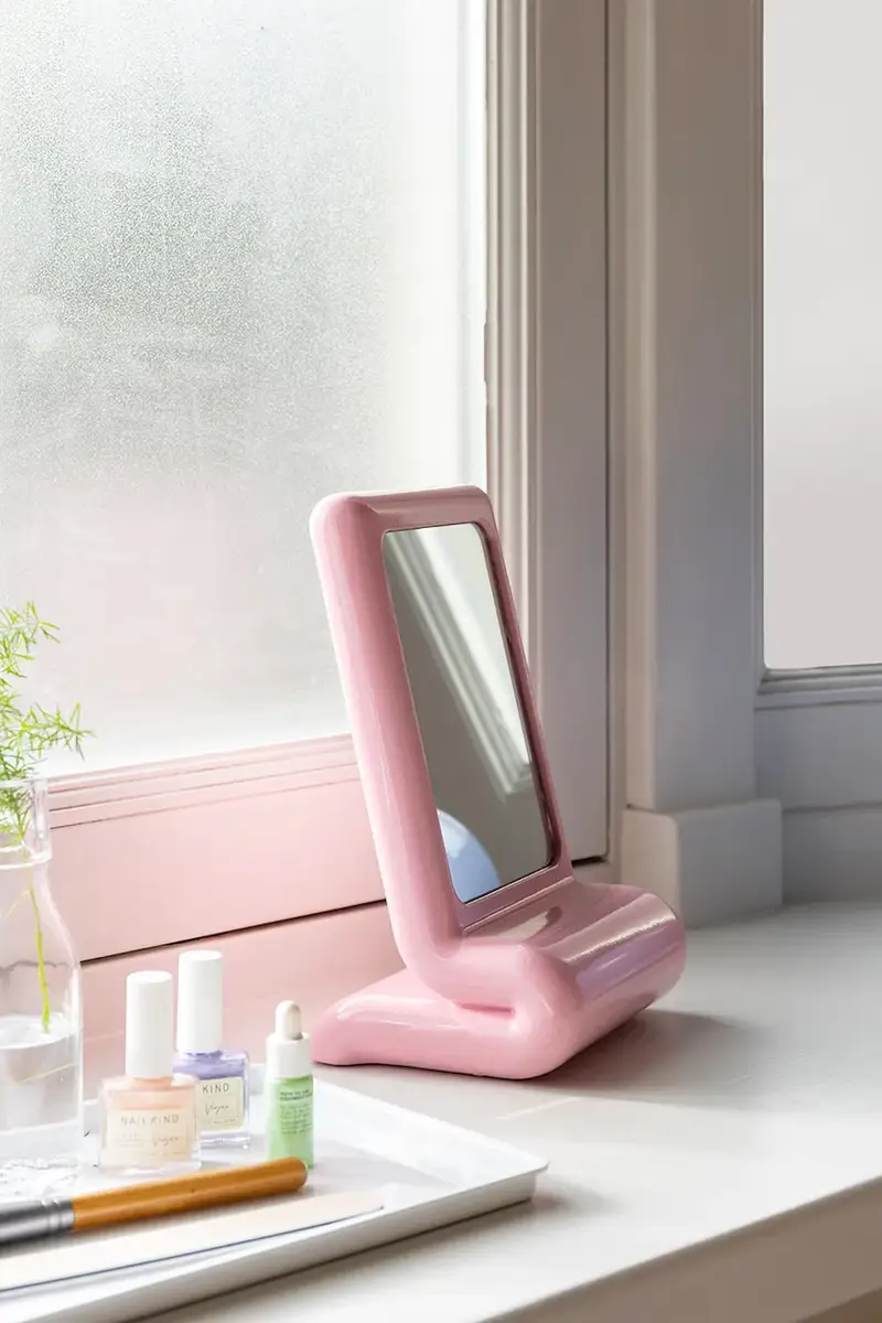 specchio 15 x 12, 5 x 25 cm colore rosa miniatura 2