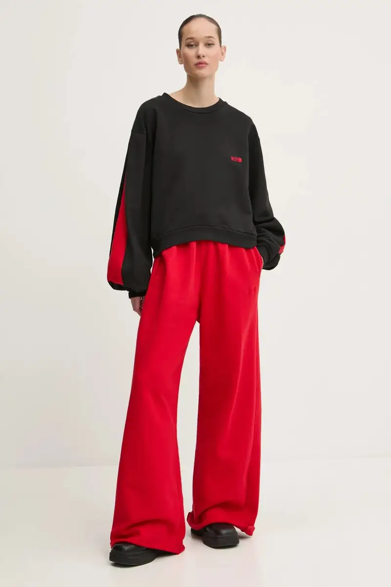 felpa in cotone donna colore nero con applicazione KLW55002TJF01PX miniatura 2