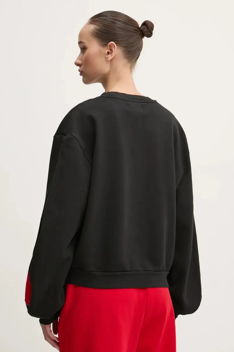 felpa in cotone donna colore nero con applicazione KLW55002TJF01PX miniatura 3