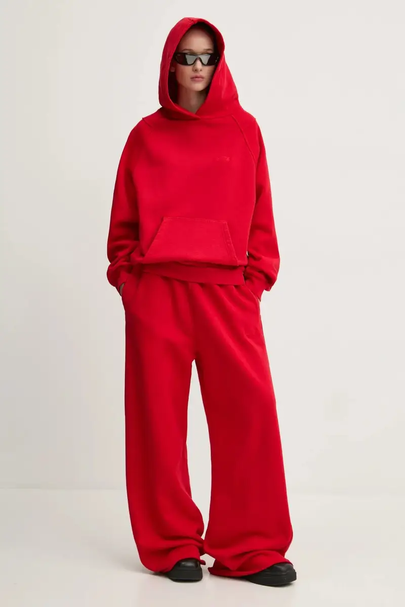 felpa in cotone donna colore rosso con cappuccio KLW55001TJF01PX miniatura 2