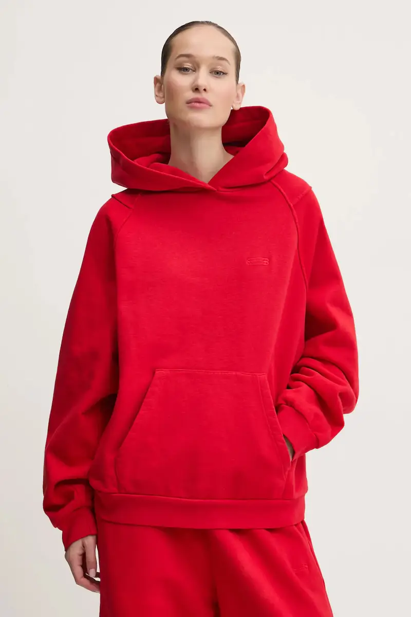 felpa in cotone donna colore rosso con cappuccio KLW55001TJF01PX miniatura 3