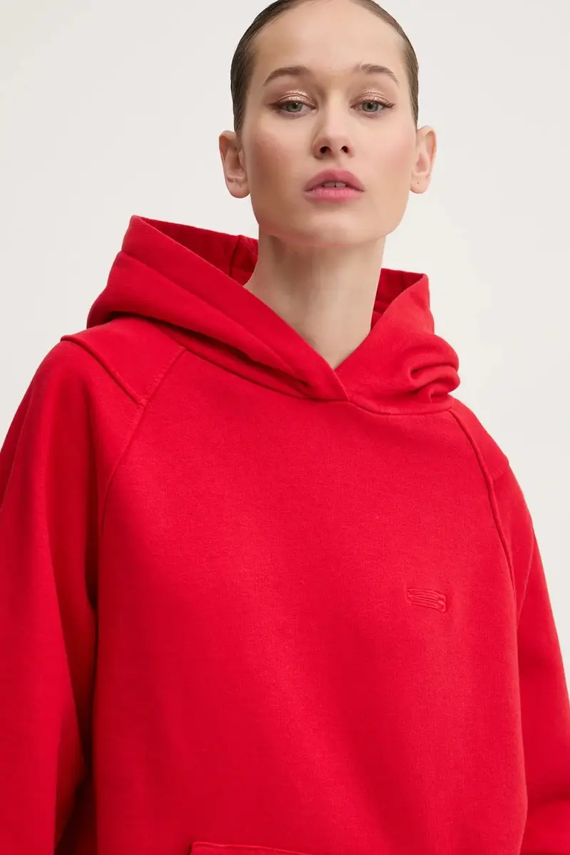 felpa in cotone donna colore rosso con cappuccio KLW55001TJF01PX miniatura 4