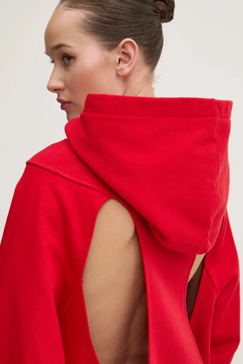 felpa in cotone donna colore rosso con cappuccio KLW55001TJF01PX miniatura 5