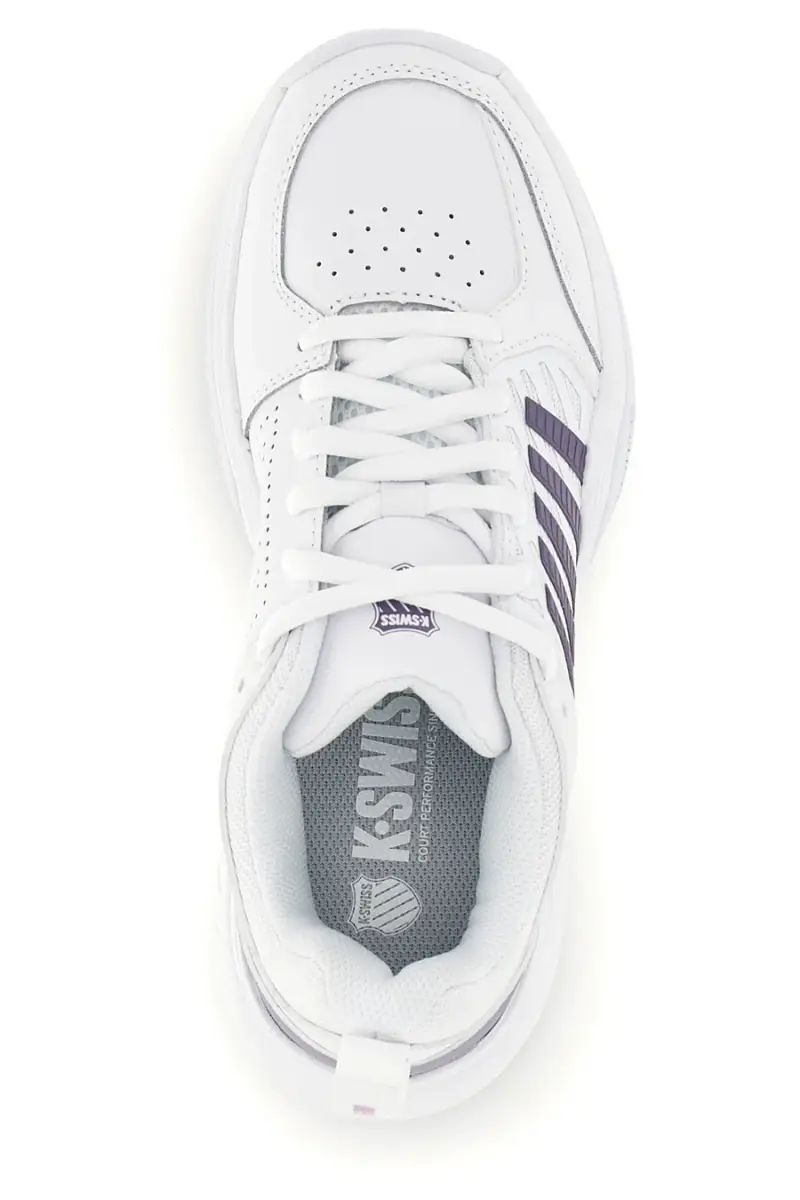 Scarpe da tennis bianche con inserti viola K-swiss Court Express 2 Clay [BIANCO] miniatura 3