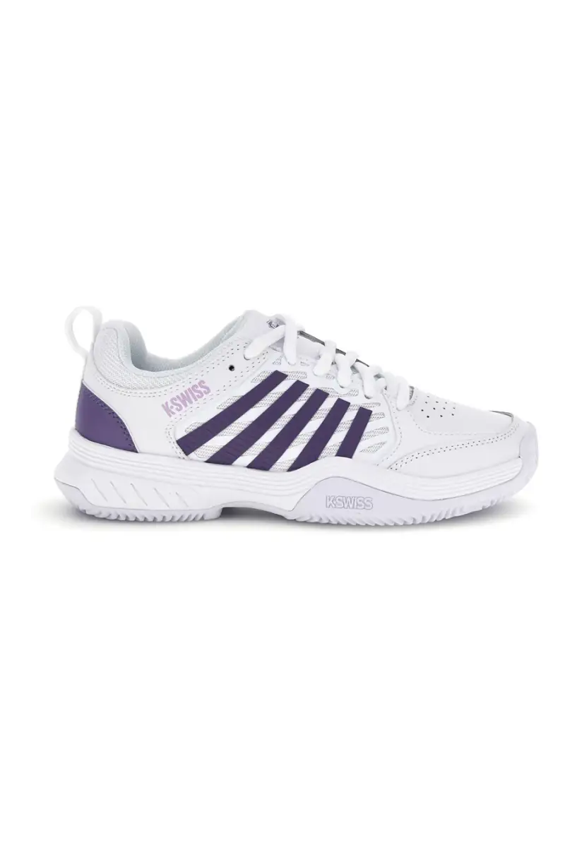 Scarpe da tennis bianche con inserti viola K-swiss Court Express 2 Clay [BIANCO]