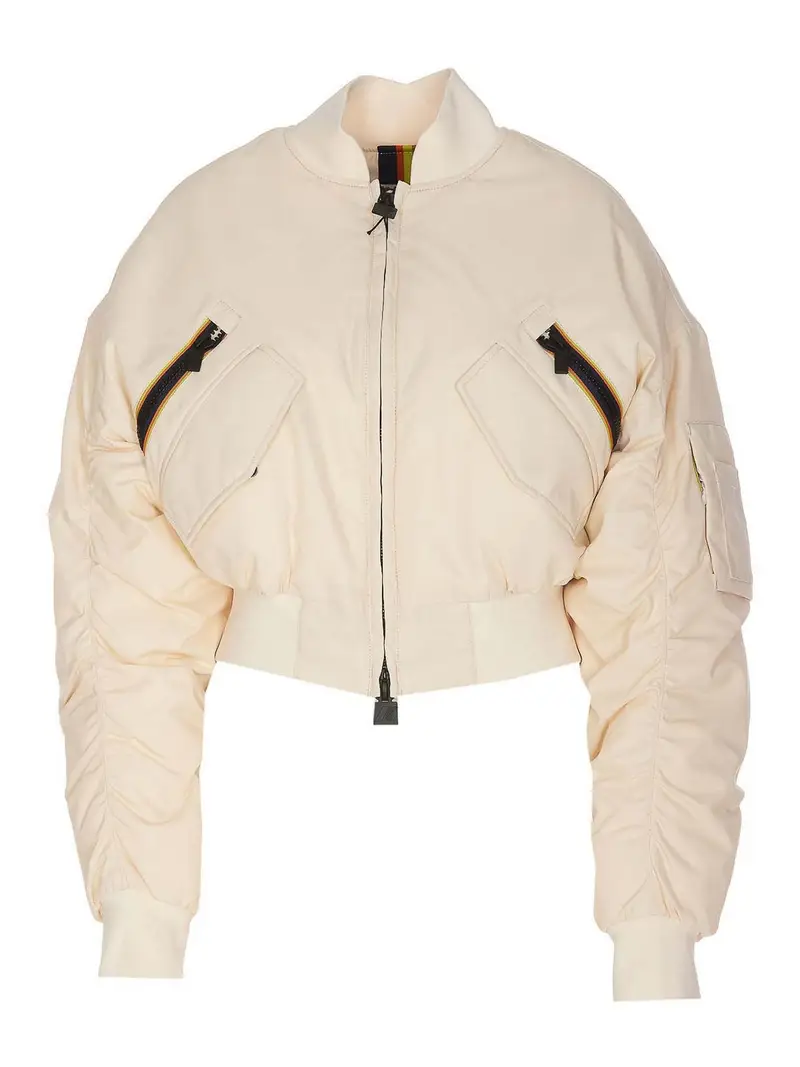 Bomber corto in twill lucido loncrop Beige