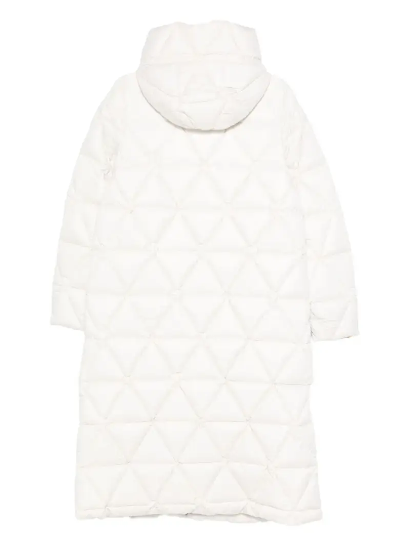 Cappotto Imbottito con Cappuccio e Zip Nascosta Bianco miniatura 3