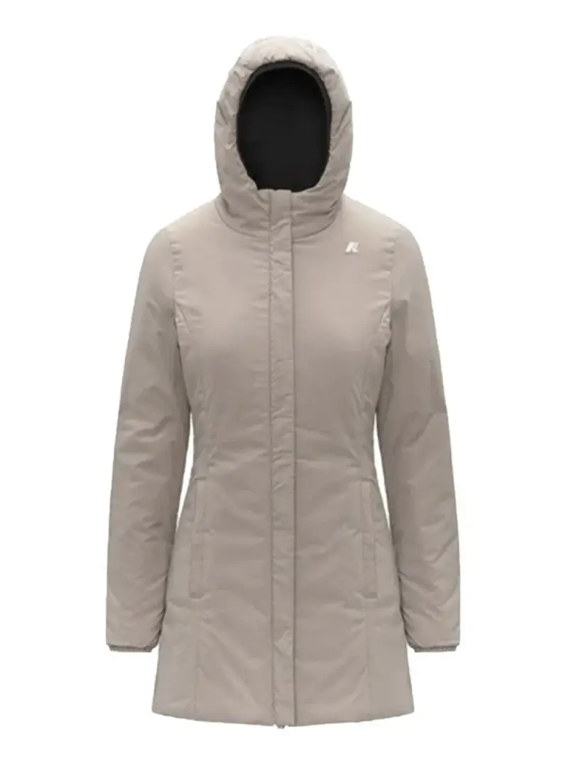 Cappotto nero con cappuccio e zip a doppio cursore miniatura 3