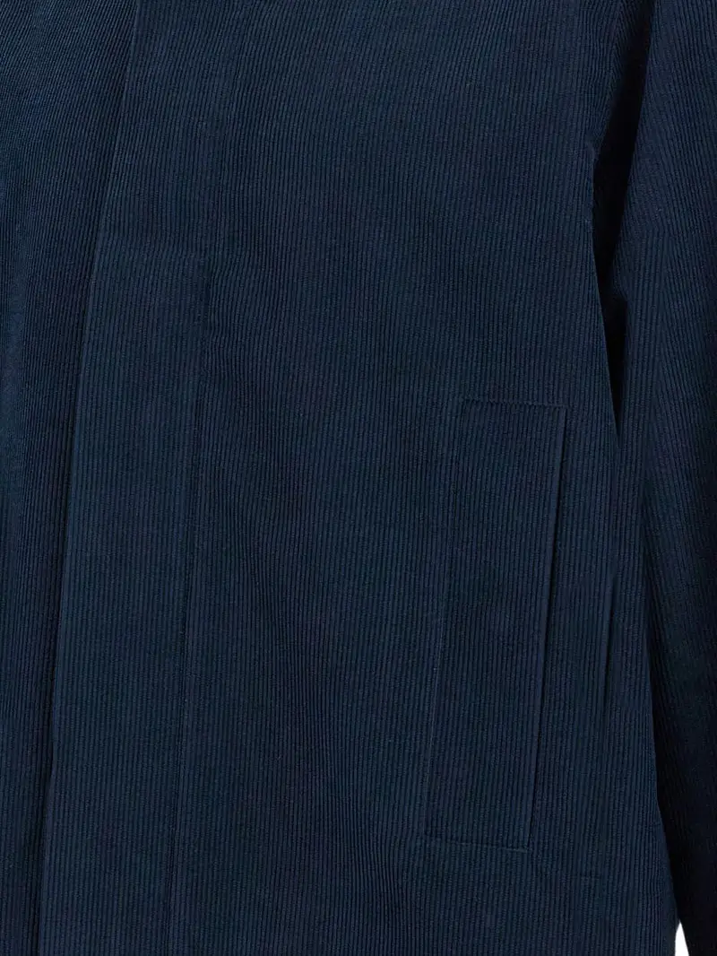 Giacca a Coste con Chiusura Frontale e Colletto Classico Blu miniatura 3